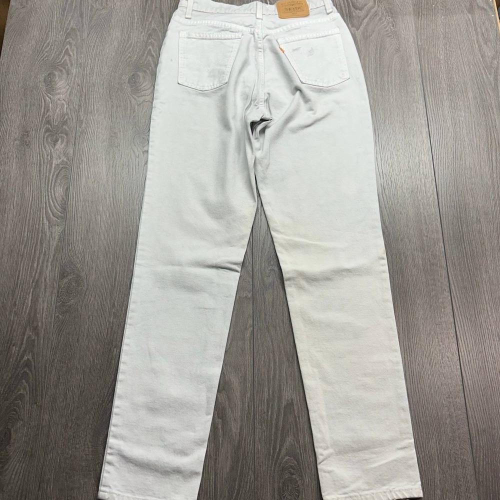 Vintage Levis 631 Jeans Light Grey Orange Tab High Waist Straight Leg 27x31